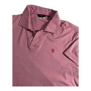 Lincs DC&Co David Chu Ice Cotton Mens‎ L Golf Polo Pink White Striped Breathable